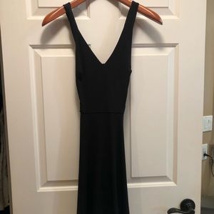 BCX Black A-Line Dress with Sheer Panel with Beading Detail, Size 5
